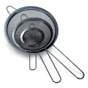KitchenCraft 3-Piece Stainless Steel Sieve Set, Black Fine Mesh Strainer, Mes...