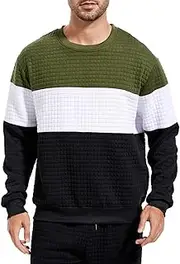 [Generic] Men's Casual Fashion Color Checkered Hoodie Long Sleeved Sports Hoodie Plain Sweatshirt Men