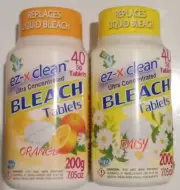 2 Bottles Of 40 Each EZ-X-CLEAN 200G Bleach tablets - 1 DAISY & 1 ORANGE SCENTED