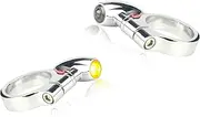 Motorcycle Front Fork LED Turn Signals Universal Chrome Indicators 12V Amber Lights Compatible with Harley Road King Electra Glide Honda Dyna Yamaha Kawasaki Suzuki