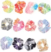Ipetboom Elegant Gradient Headband Hair Scrunchies 12pcs Elastic Hair Ties for Women Girls Unique Pattern Ponytail Holders for Girls' Parties Special Events