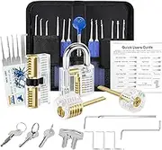 Latest Lock Pick Set, [36 Pcs] Yakiter Premium Lock Picking Kit with 4 Transparent Training Locks, Complete Professional Tools for Beginners & Locksmith Practice (Blue)