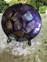 Labradorite Plate coaster gemstone crystal polished Natural pieces + stand