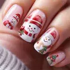 Christmas False Nails with Christmas Tree Full Cover Nails Snowman Press On