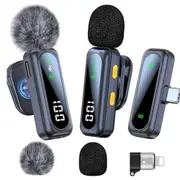Wireless Magnetic Lavalier Microphone LED Display Mini Mic For Android Apple Phone