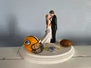 Green Bay Packers Cake Topper Bride Groom Wedding day NFL Funny Football Theme