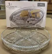 Vintage NOS Libbey Crystal CLARION Four Section Server Platter Plate 11"