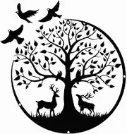 LZYMSZ Metal Tree of Life Wall Decor, 30cm Tree Life Wall Art with 3 Birds, Black Silhouette Tree Wall Hanging Artwork Decoration, Family Tree Hanging Sign for Living Room Bedroom Garden Office