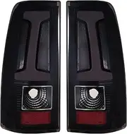 Tail Light Assembly Compatible With 2003-2006 Chevy Silverado 1500 2500 3500 Driver and Passenger Side LED Tube Rear Light Brake Lamps 12V LED Chips (Black Smoked)