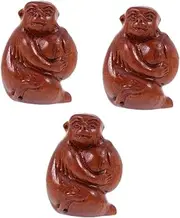 TEHAUX 3 Pcs Wooden Monkey Pendant Cartoon Pattern Artisan Craft Unique Home Decor