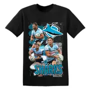 MENS NRL “CRONULLA SHARKS” CUSTOM DESIGN GRAPHIC PRINT TEE - SIZES S-3XL