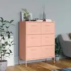 Industrial Drawers Cabinet Steel Storage Dresser Table Tallboy Sideboard Pink