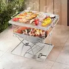 Grillz Fire Pit BBQ Grill Smoker Camping Outdoors Portable Stainless Steel Stove