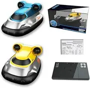 2.4G Mini Remote Control Boat Rc Hovercraft Toy Kids, Children Remote Control Submarine Boat Electric Ship Water Toy Blue + Yellow