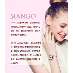 【MANGO】MA6770L-PK-H 繽紛鑽彩 珍珠貝面盤 藍寶石鏡面 米蘭錶帶女錶 粉/玫瑰金 36mm
