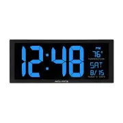AcuRite 75152M Oversized Blue LED Clock with Indoor Temperature, Date and Fol...
