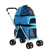 i.Pet Pet Stroller Dog Pram Large Cat Carrier Travel Foldable 4Wheels Double New