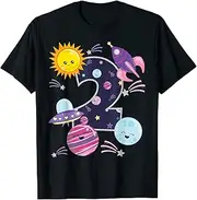 [X.Style] Outer Space 2 Year Old 2nd Birthday Girl Party Space Theme ds1311 T-Shirt (L) Black