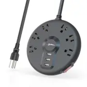 Power Strip, 6 Outlets and 3 USB Ports 6.5FT Long Extension Cord, Circle Sock...