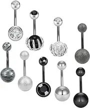 [XZSXHE] 18 Pcs 14G Belly Button Rings Belly Rings for Women Belly Piercing Jewelry Belly Bars Navel Rings Stainless Steel Body Piercing Jewelry
