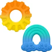 Bright Starts Chance of Smiles Silicone Teether 2-Pk, Easy-Grasp Sun and Rain...