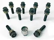 HR H&R B1454406SET Bolt Set Round-Head with Movable Cone R14 M14x1.50-Length 44mm-Black-10 pcs. (e.g. Compatible with Porsche) -incl. Wheel-Locks