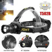 White+Yellow LED Headlamp Head Light Torch Zoom USB Charging Motion Sensor Lamp