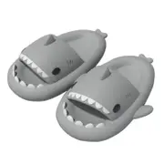 Unisex Shark Slides Non-Slip Novelty Open Toe Sandals Fashionable Cute Beach Slippers Indoor & Outdoor- Light Grey