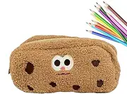 Plush Pencil Case, Cute Large Pencil Pouch, 8.27 x 5.12 inches, Soft Design, High Capacity Storage, Zipper Closure for School, Stationery Supplies (Multi-Colour), Light Brown, Se référer au