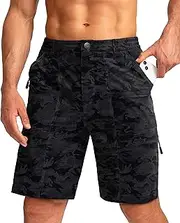 [Viodia] Men's Hiking Cargo Shorts with 6 Pockets Quick Dry Lightweight Stretch Shorts for Men Outdoor Fishing Golf Shorts