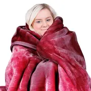 Laura Hill Mink Blanket Double Sided 600GSM Queen Size Soft Plush Bed Faux Throw Rug 220 X 240cm Red