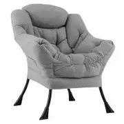 Costway Upholstered Lounge Chair Modern Sofa Armchair Grey