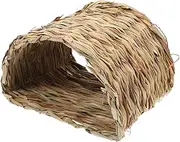 Toddmomy Straw Rabbit Hutch Guinea Pig Hideout Bunny House Outdoor Rabbit Hideaway Hamster Tunnels Bunny Nest Guinea Pig House Hamster Tunnel Woven Small Animal Hideout Reed Grass