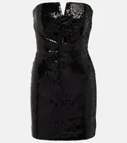 [Rebecca Vallance] Rebecca Vallance Denise sequined strapless minidress UK 14 black