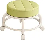 Portable PU Leather Pulley Stool, Silent Pulley Wheeled Stool Seats, Roller Chair for Home Kitchen Office Garage