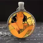 Fortune Teller Necklace Vintage Alphonse Mucha Art Nouveau Jewelry Silver Charm