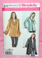 Uncut Simplicity Size XS-XL 6-24 Fleece Jackets Pattern 2208 Collar Hooded