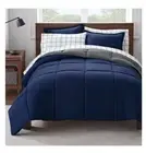 New 7 PIECE Blue REVERSIBLE Gray Queen Size Comforter Set Sheets Bedding Bedspre