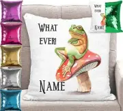 Personalised Frog Magic Sequin Mermaid Cushion Pillow Cover 6 Colours