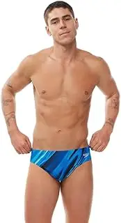 [Speedo] Men's Rapture Printed 7cm Brief, Black/Cobalt Pop, 30