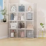 Clear Handbag Purse Bag Toy Wardrobe Organizer Storage Rack Waterproof for Home, Office, Kids Room (12 Cube (3 Column 4 Row))