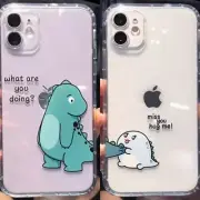 Cute Cartoon Dinosaur Clear iPhone 12/11/XR/XS/X/8/7 Phone Case Cover SET OF 2