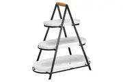 4pc Ladelle Serve & Share 3-Tier 54.5cm Serving Tower w Food Plates Frame White