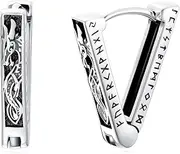 [PELOVNY] Viking Hoop Earrings 925 Sterling Silver Celtic Dragon Rune Earrings Norse Viking Jewelry Gifts for Men Women, 16*3mm, Sterling Silver, No Gemstone