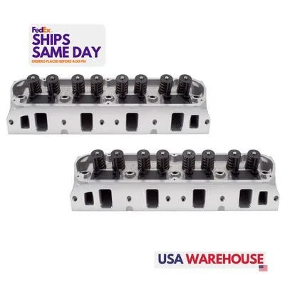 Edelbrock 5025, 2 Pack Natural Aluminum Sbf E-Street Cylinder Heads - 60Cc 2.02/