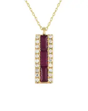 14K 0.10 ct. tw. Diamond & Ruby Pendant Necklace