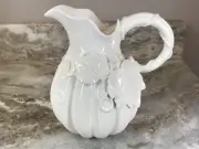 Grace's Teaware Autumn Beverage Pitcher. Beautiful White With Leaves. 36 Ounces.