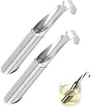 2Pcs Long-Handle Filters for Loose Leaf Tea,Stainless Steel Tea Infuser Long Handle Tea Strainer with Hook Loose Leaf Tea Steeper Creative Hanging Tea Filter Easy to Clean Reusable Compact