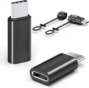 Lightning to USB C Adapter, Pack of 2 Lightning to USB-C Adapter for iPhone 16/16 Pro/16 Pro Max/16 Plus/iPhone 15/iPhone 15 Pro, Galaxy S24/S23, iPad, Not for Audio/OTG/Headphones, Black
