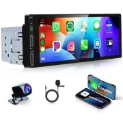 Single Din Car Stereo Wireless Carplay Android Auto, 6.86" Touch Screen Car R...